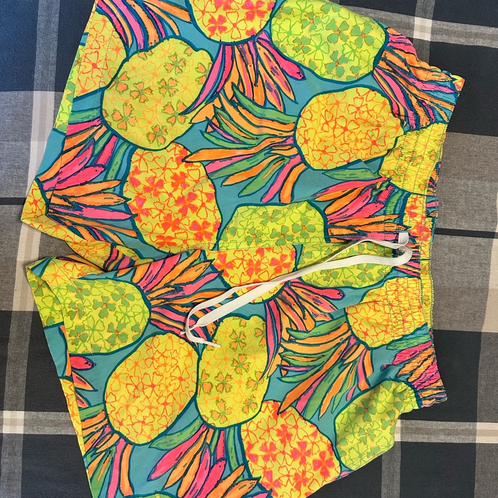 Chubbies Pineapple Print Swim Trunks - Blue and Yellow